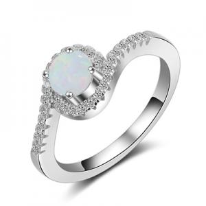 JZ128 Simple design silver jewelry opal ring with rhodium plating